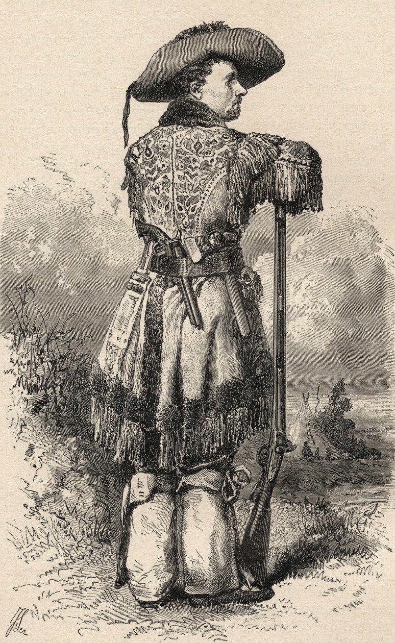 Charles H. Utter, også kendt som Colorado Charlie, illustration fra "The World in the Hands", graveret af Henri Theophile Hildibrand (1824-97), udgivet i 1878 af Ange Louis Janet