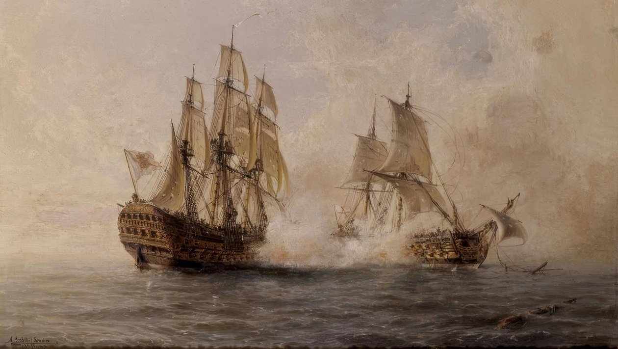 KAMP AF DET GLORISKE SKIP MED DET BRITISKE DARMOUTH I 1747 - XIX ÅRET af Angel Maria Cort