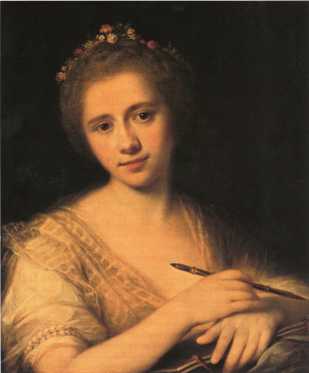 Angelica Kauffman selvportræt med blomsterkrans af Angelica Kauffmann