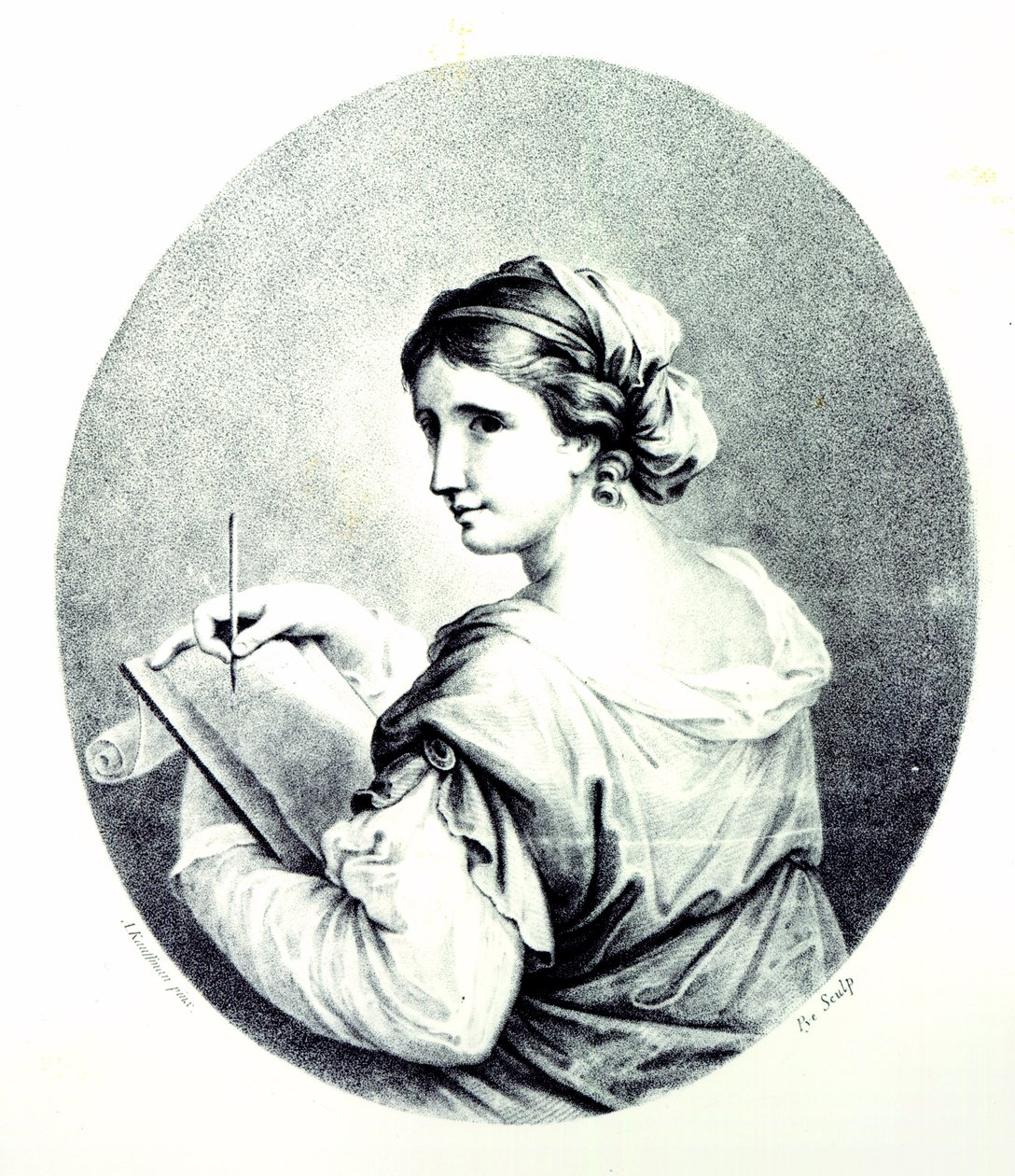 Sappho, graveret af Pye, 1774 af Angelica Kauffmann