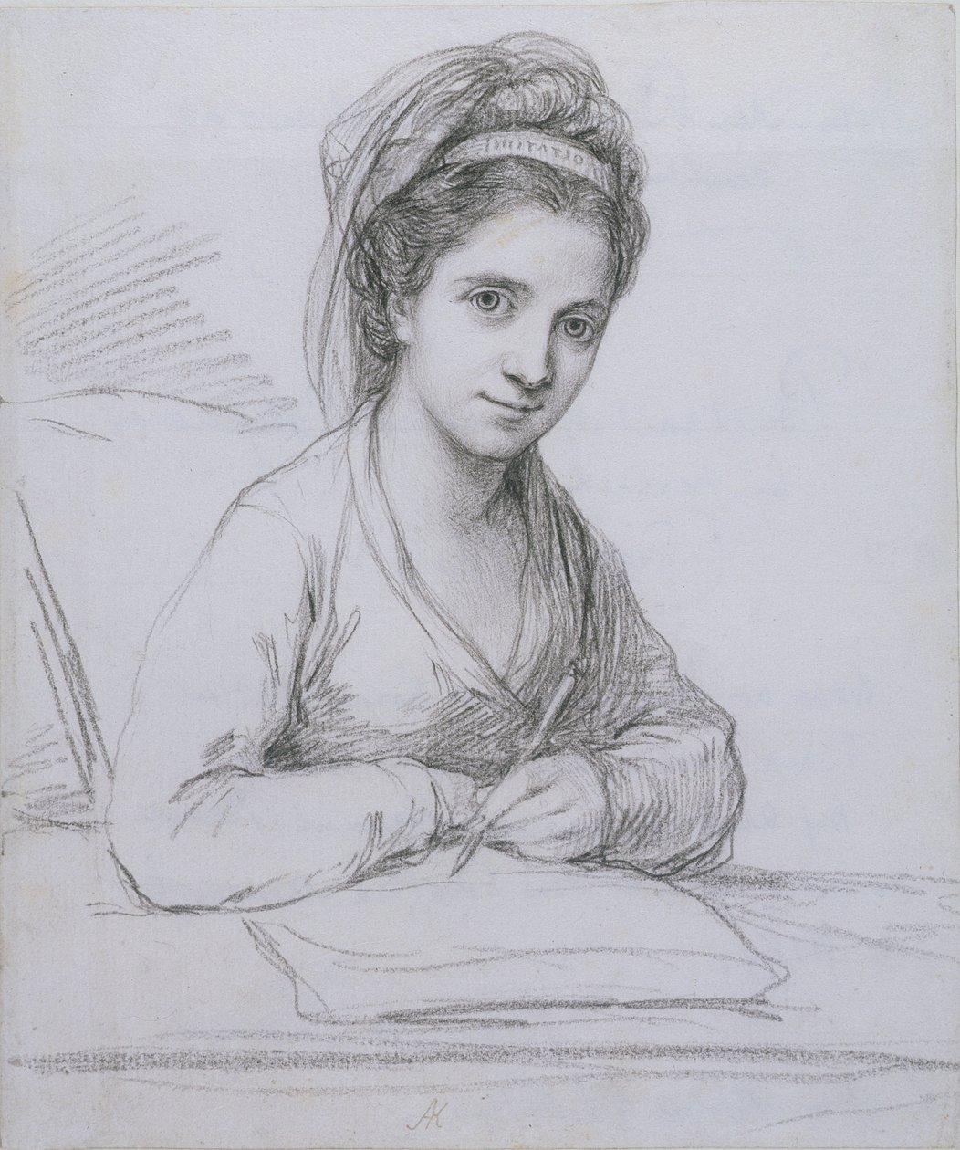 Selvportræt (grafit på lagt papir) af Angelica Kauffmann