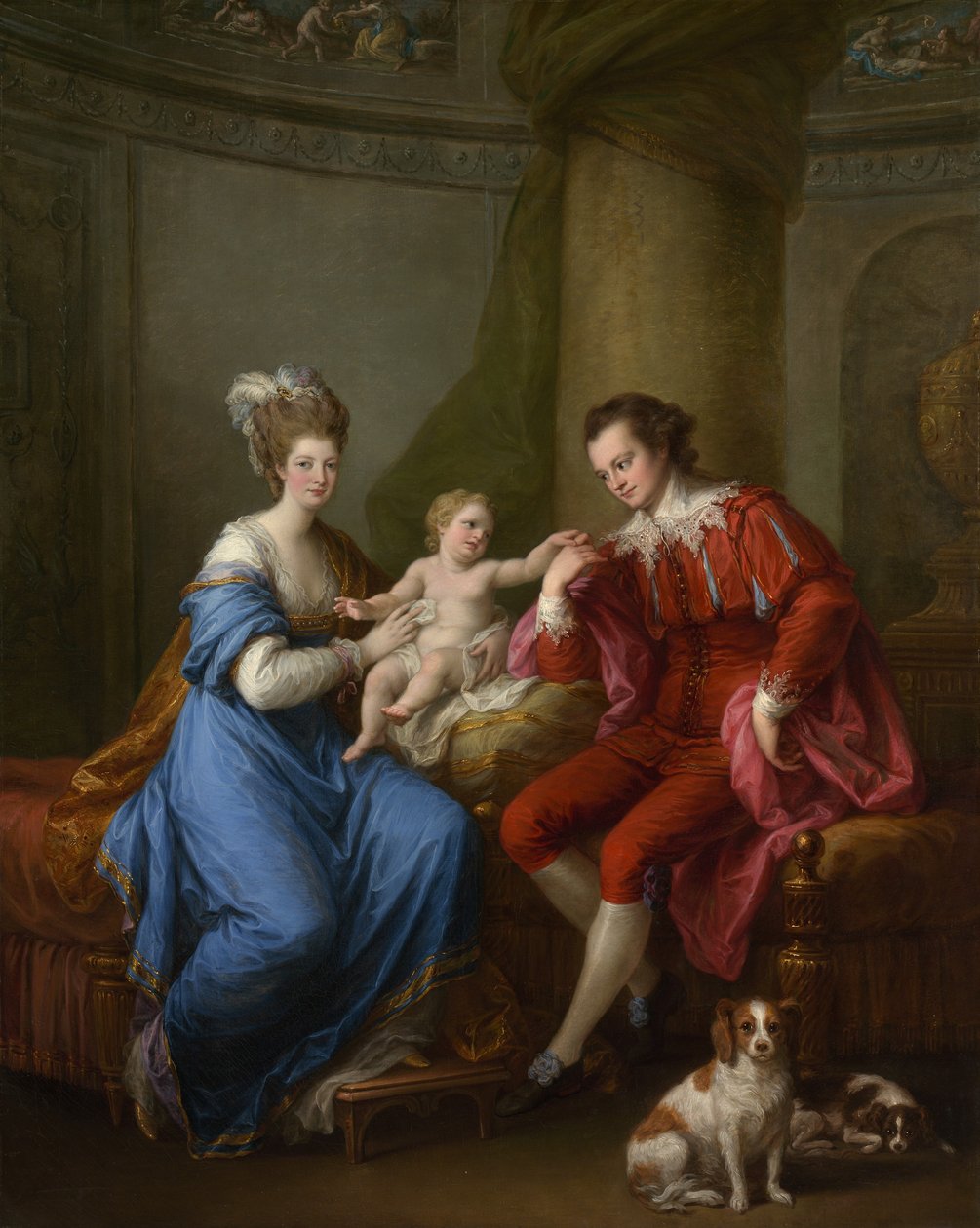 Edward Smith Stanley 1752-1834, tolvte jarl af Derby, med sin første kone og deres søn, c1776. af Angelica Kauffmann