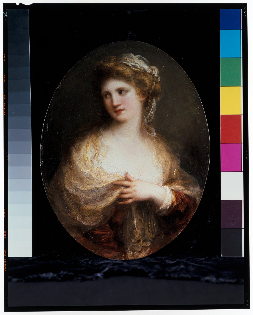 Portræt af en dame i et gult sjal af Angelica Kauffman