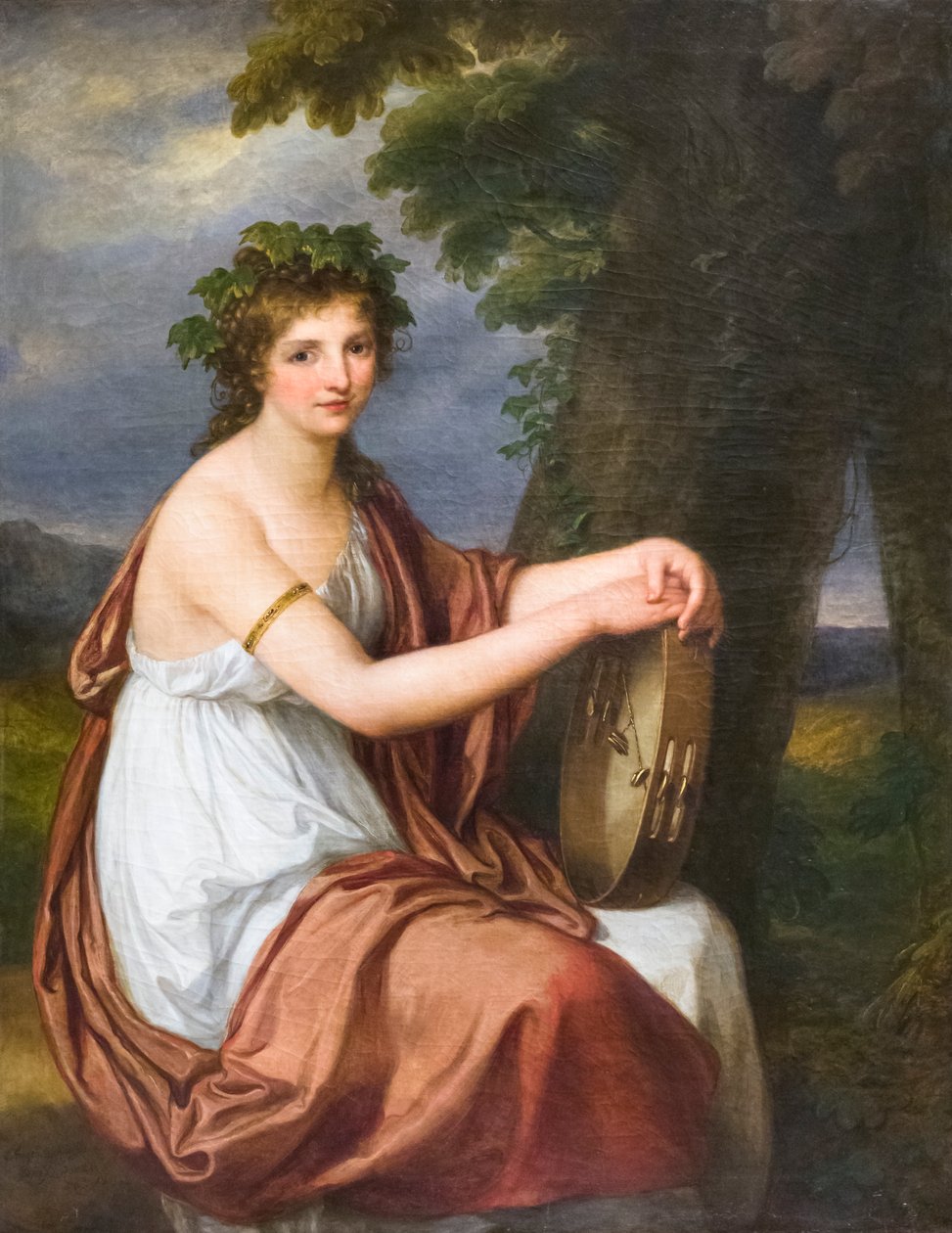 Portræt af en ung kvinde klædt ud som en Bacchante af Angelica Kauffman