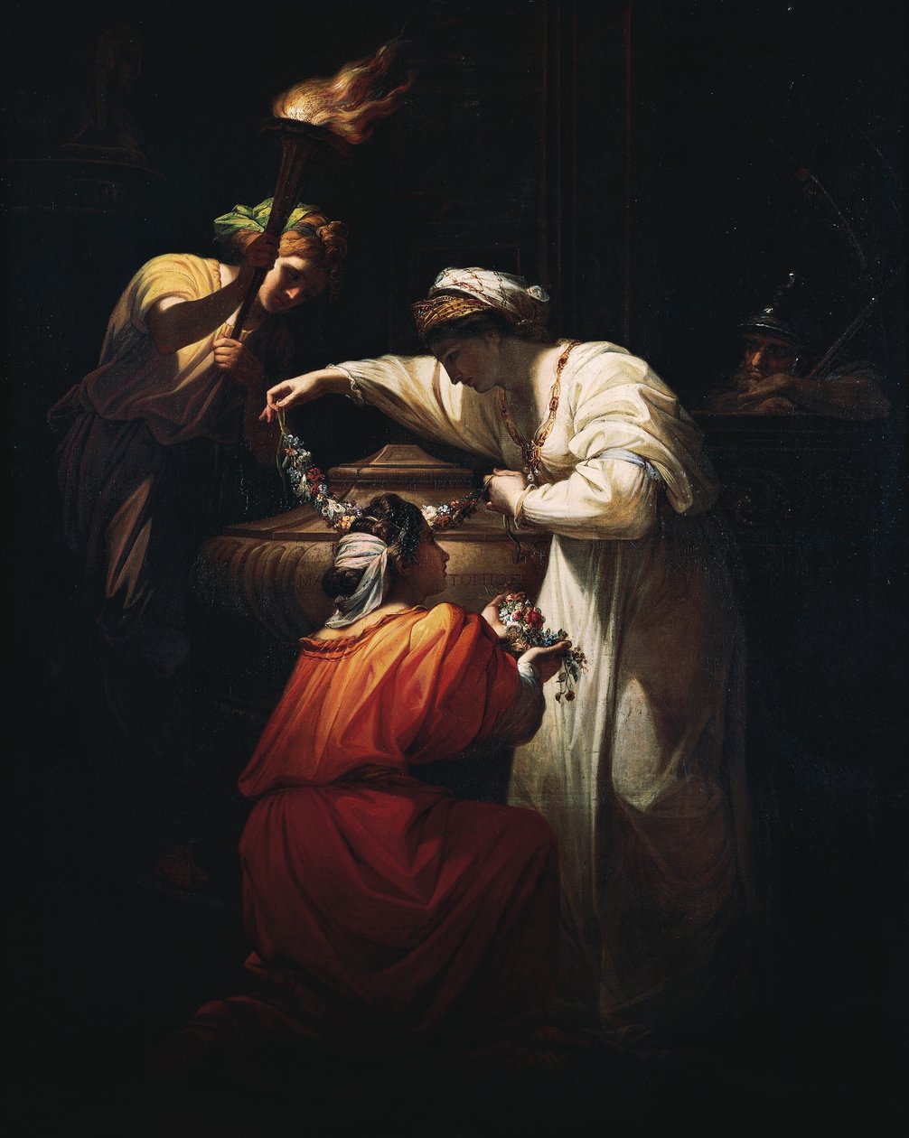 Cleopatra Decorating the Tomb of Mark Anthony, af Angelica Kauffmann (1741-1807), olie på lærred af Angelica Kauffmann