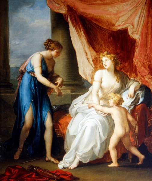 Euphrosyne såret af Amor, klagende til Venus (olie på lærred) af Angelica Kauffmann