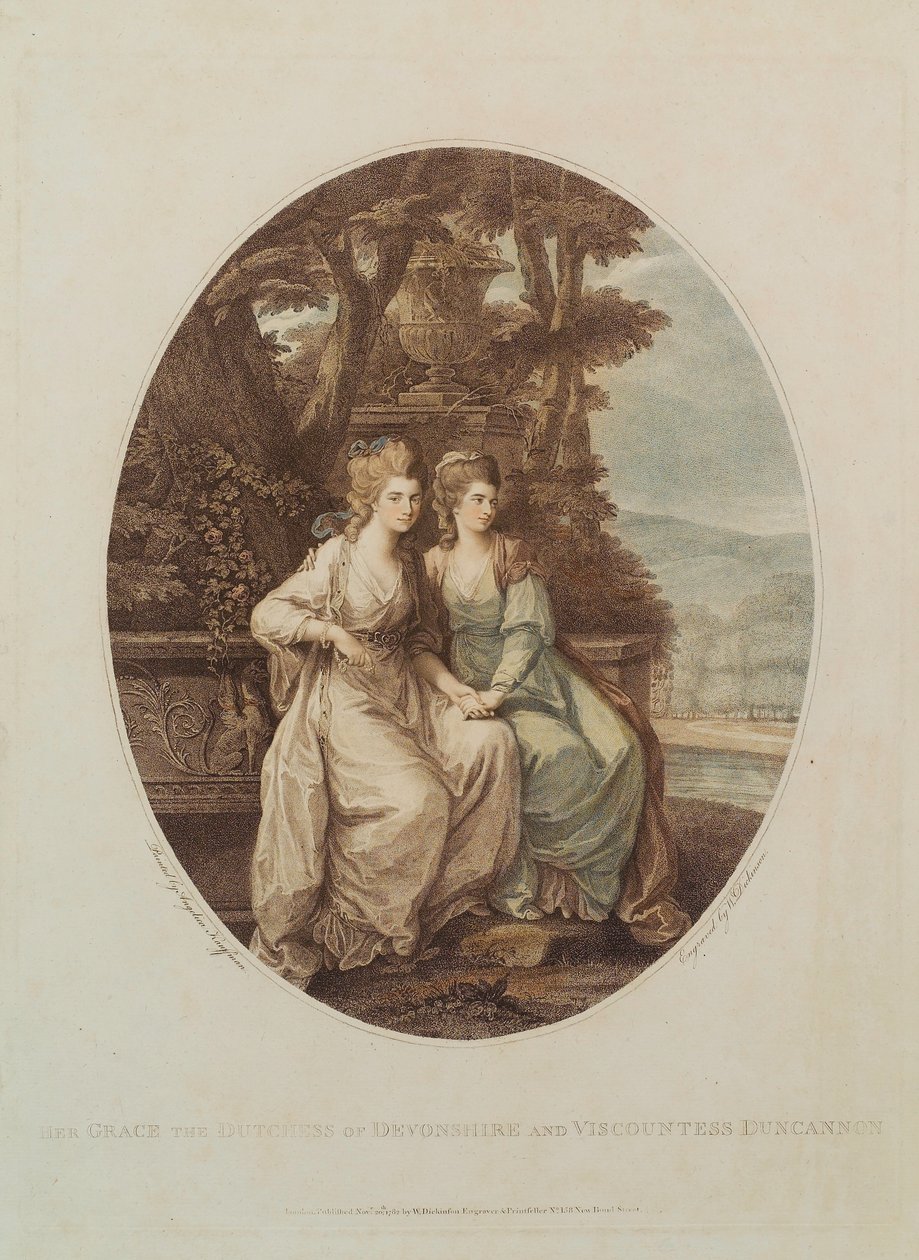 Hendes nåde hertuginden af Devonshire og viscountesse Duncannon, indgraveret af W. Dickinson, 1782 af Angelica Kauffmann