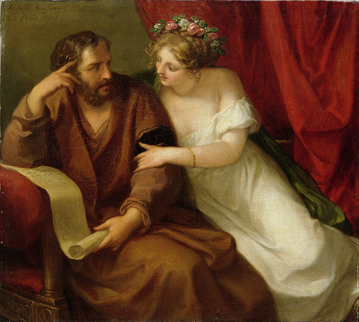 Phryne der forfører filosoffen Xenokrates, 1794 af Angelica Kauffmann