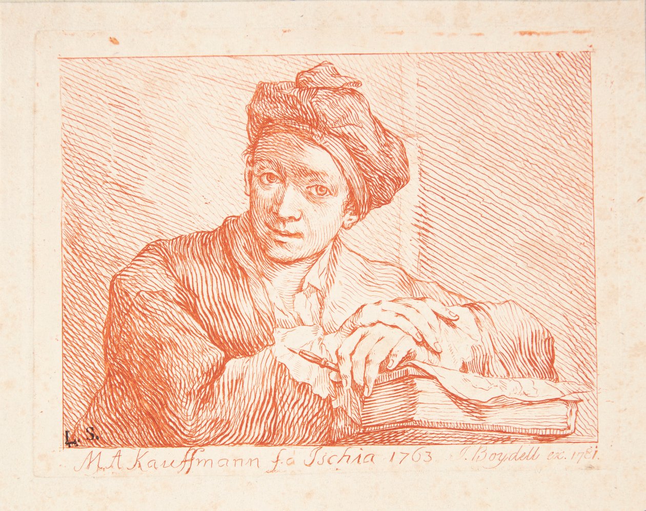 Porträt von Johann Joachim Winckelmann af Angelica Kauffmann