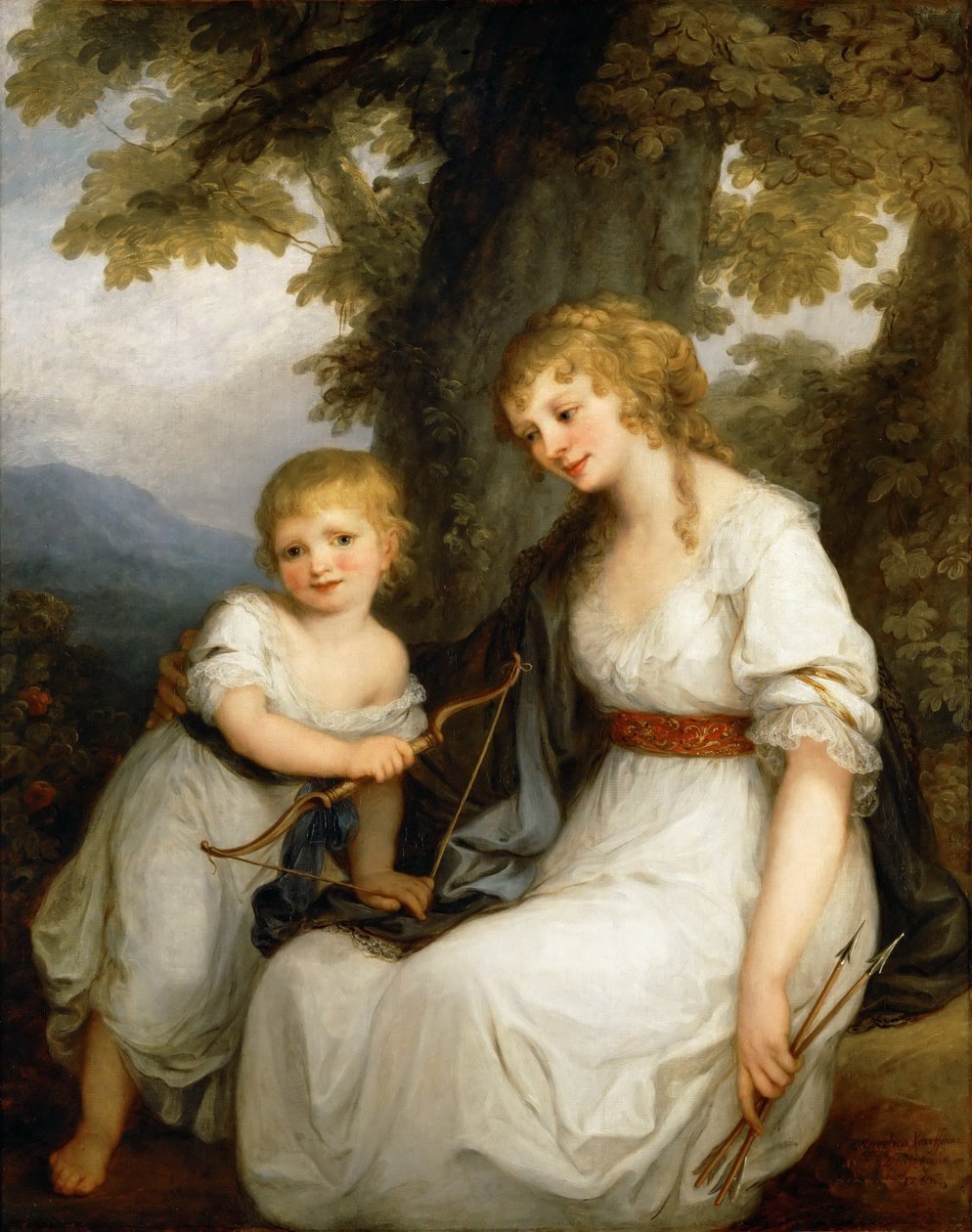 Portræt af Barbara Juliane von Krüdener 1764-1824 med hendes søn Paul af Angelica Kauffmann