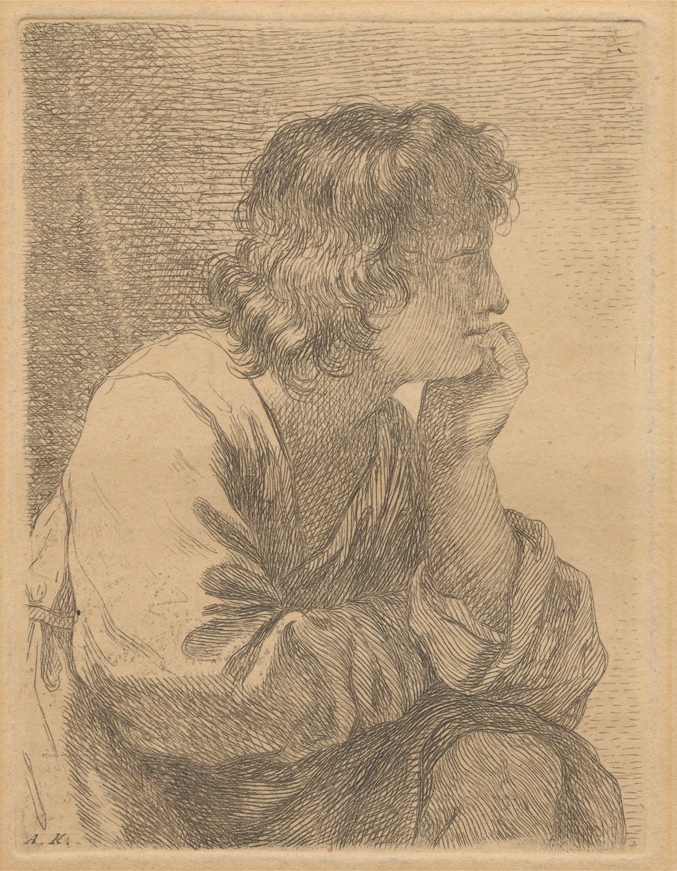 Profil af en ung mand i meditation af Angelica Kauffmann