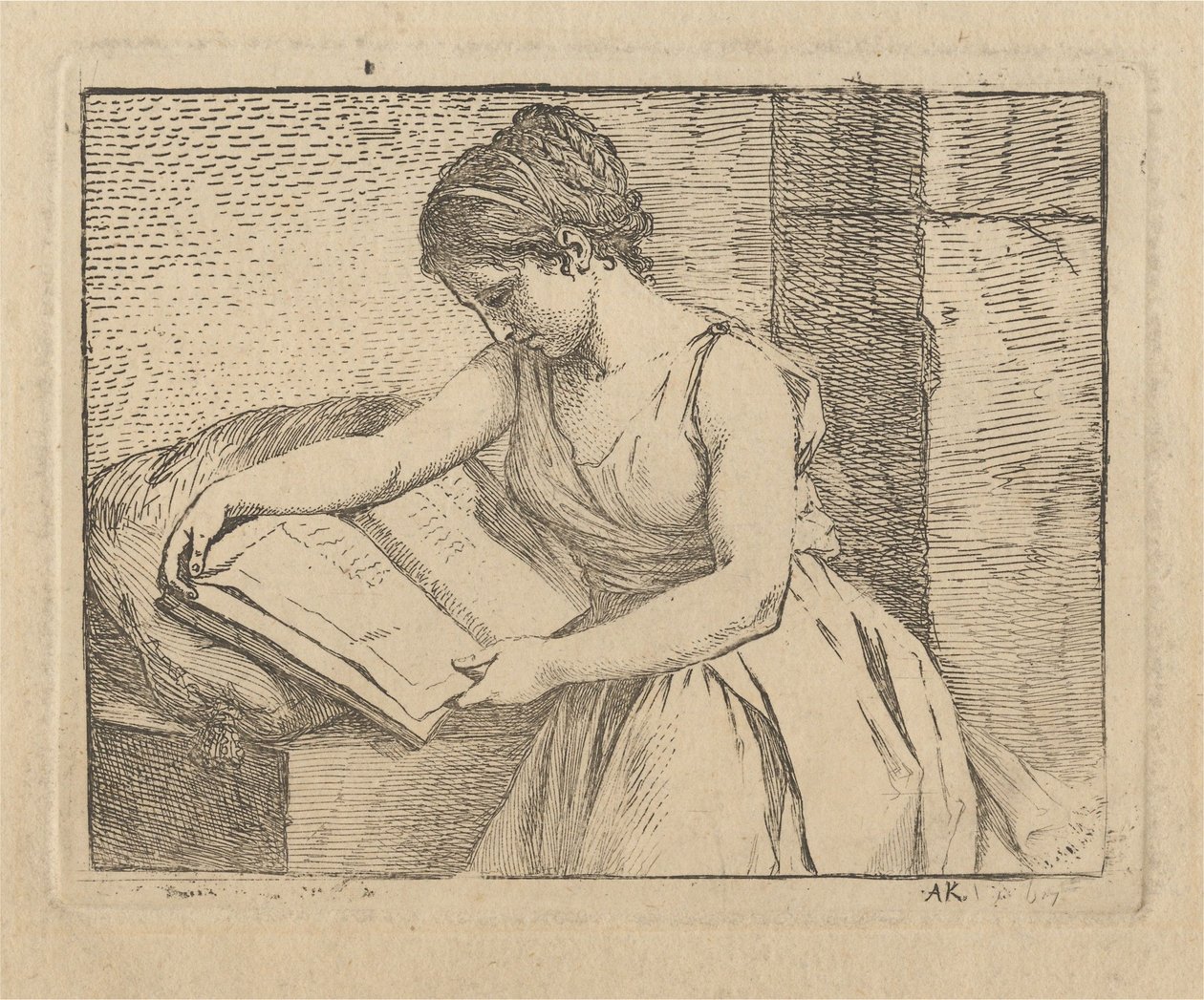 Kvinde, der læser af Angelica Kauffmann