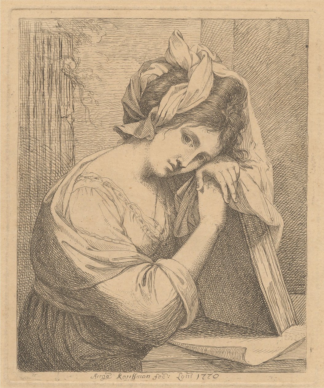 Ung kvinde i fordybelse af Angelica Kauffmann
