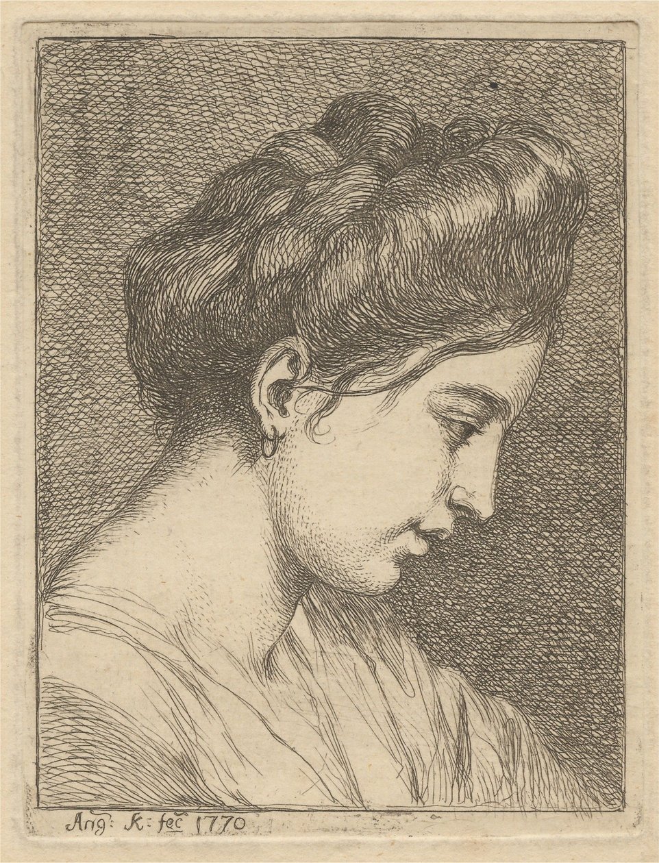 En ung kvindes hoved i profil af Angelica Kauffmann