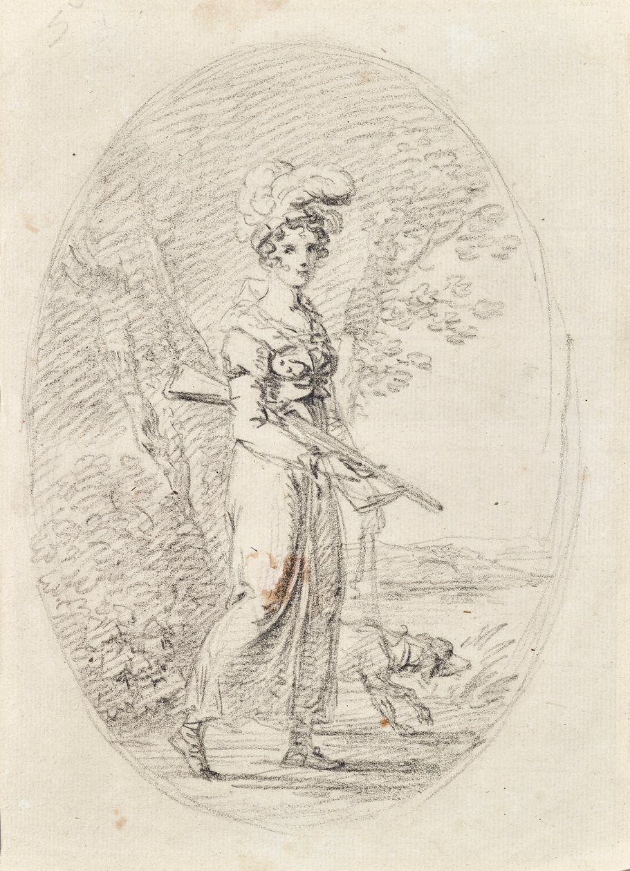 Jægerske med hund af Angelica Kauffmann