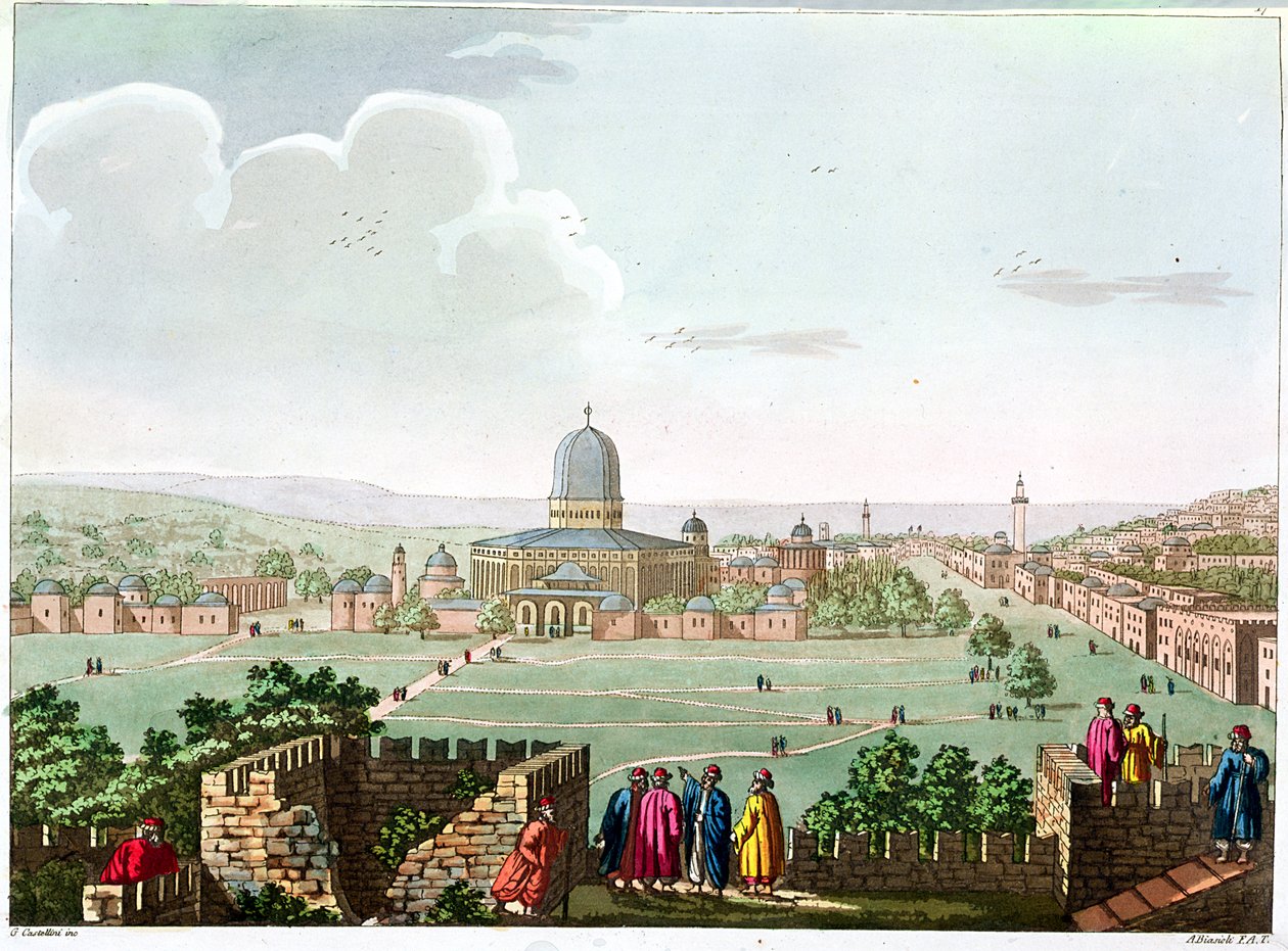 Omar-moskeen, graveret af G. Castellini, ca. 1820 (farvegravering) af Angelo Biasioli