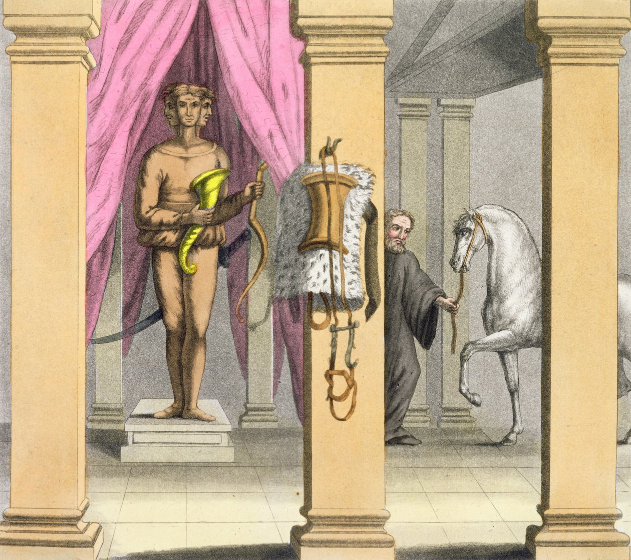 Staldene til Caligulas hest, Incitata, ca. 1800-1818 af Angelo Biasioli