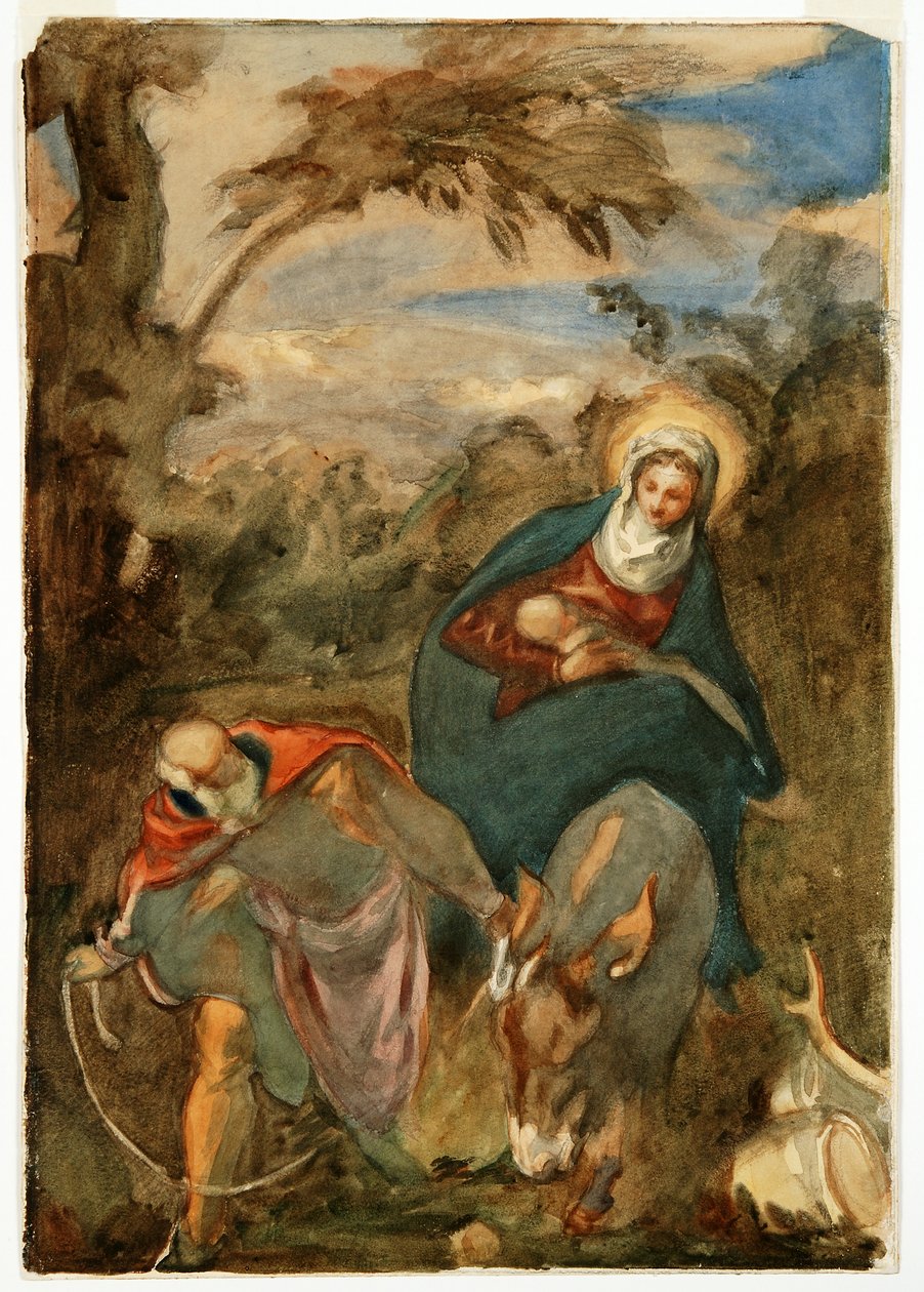 Flugten til Egypten efter Tintoretto af Angelo Alessandri