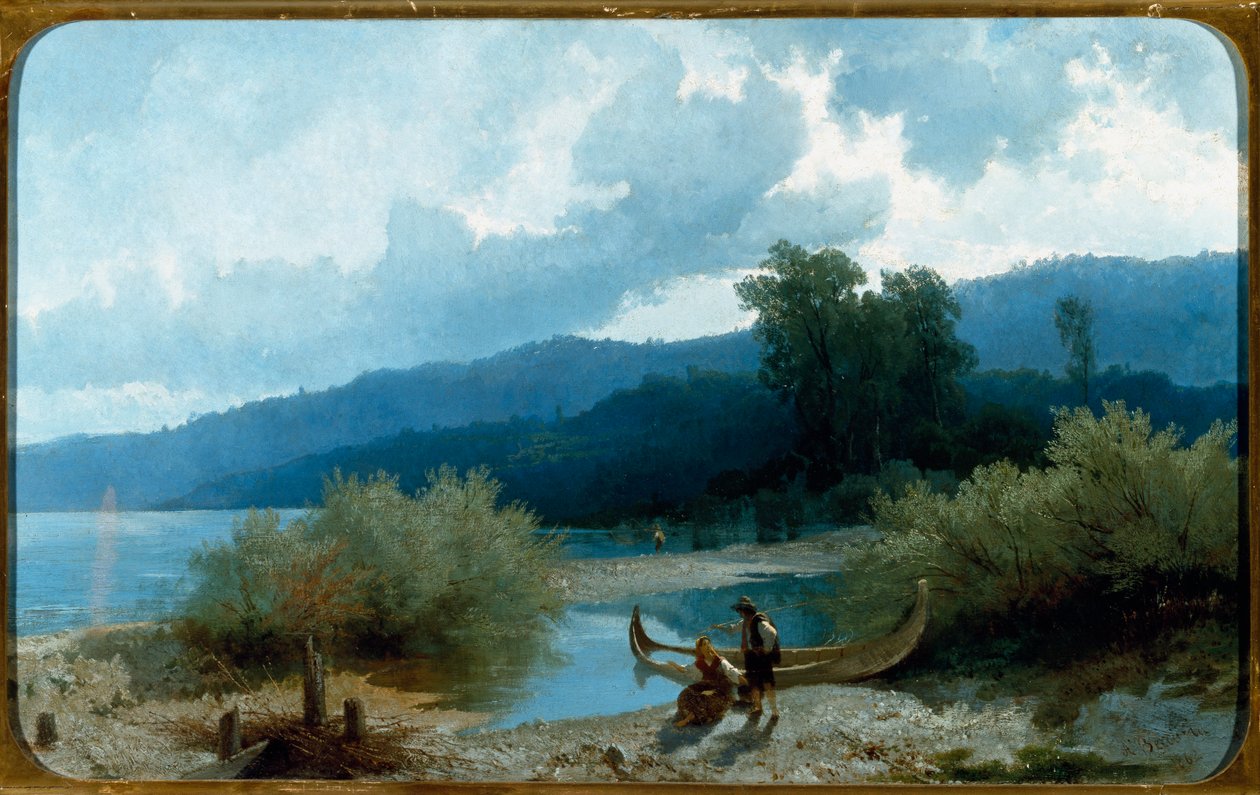Landskab af søen (Lakescape) Maleri af Angelo Beccaria (1820-1897) 1862 Dim 55,5x90,3 cm Gener, Galleria d