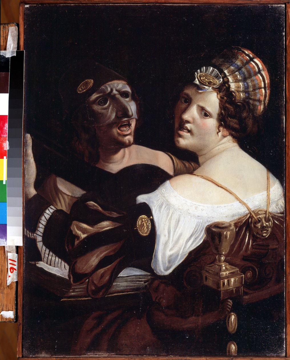 Syngende skuespillere. Maleri af Angelo Carlo Velli (midten af ​​det 18. århundrede). Olie på lærred, 64,3 x 48 cm. Italiensk kunst fra det 18. århundrede. Statens kunstmuseum, Jekaterinburg, Rusland. af Angelo Carlo Velli