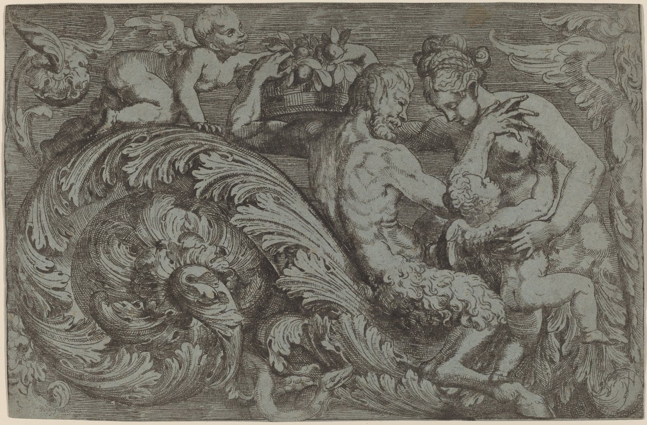 Dekorativt panel med mytologiske figurer af Angelo Falconetto