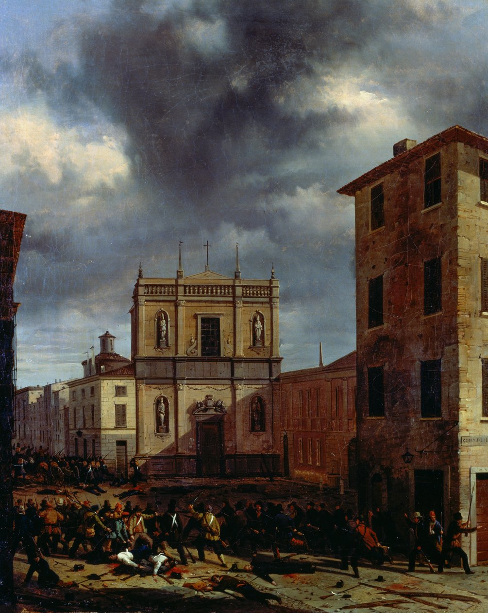 De ti dage af Brescia, af Angelo Inganni (1807-1880), olie på lærred, 38x45 cm af Angelo Inganni
