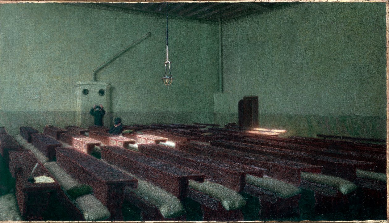 Jul på hospice for ældre Pio Albergo Trivulzio i Milano Maleri af Angelo Morbelli (1853-1919) 1909 Dim. 99x173,5 cm Torino, Civic Gallery of Modern Art af Angelo Morbelli