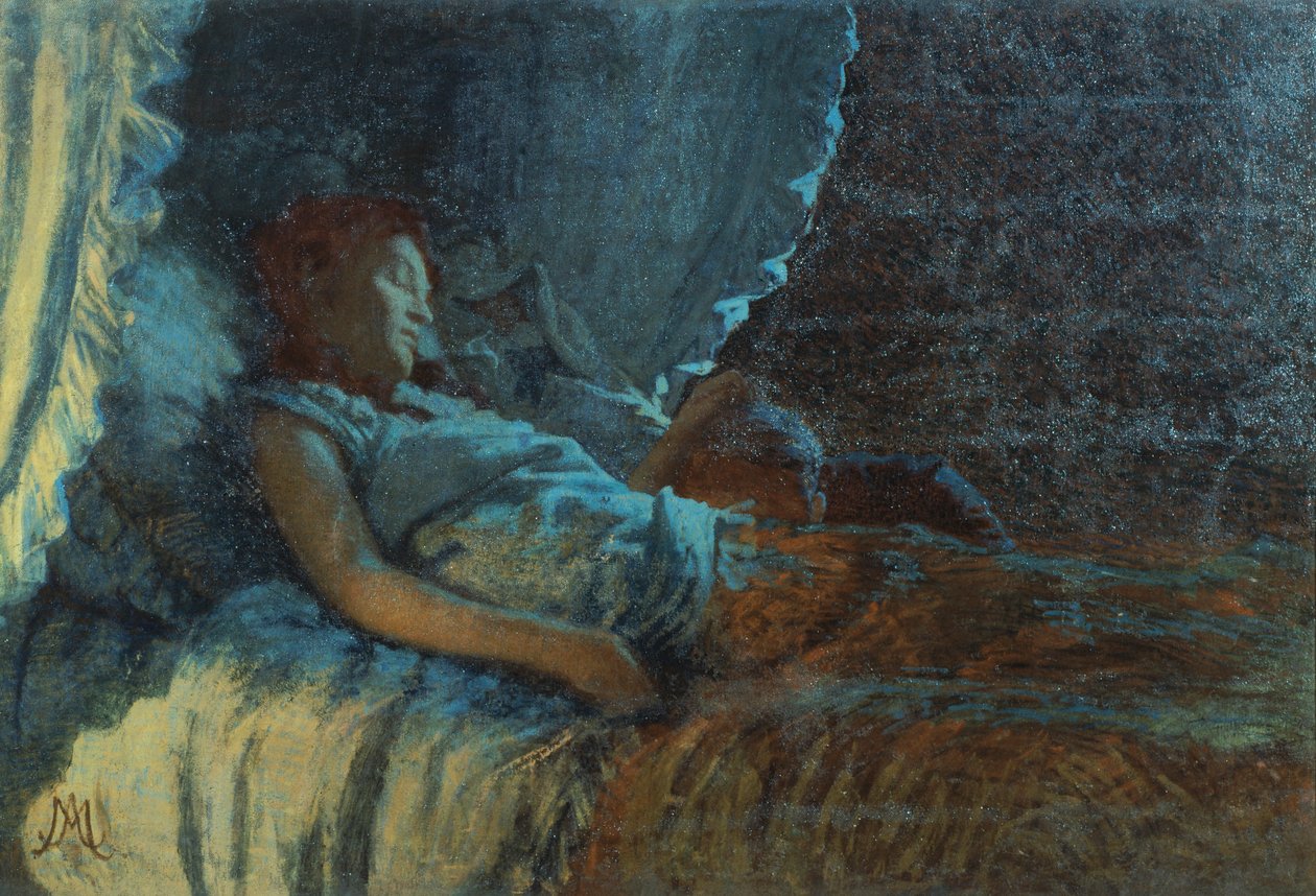 Happy Dawn, af Angelo Morbelli (1853-1919), olie på lærred af Angelo Morbelli