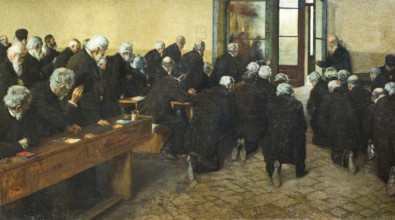 Viaticum, 1884 (olie på lærred) af Angelo Morbelli