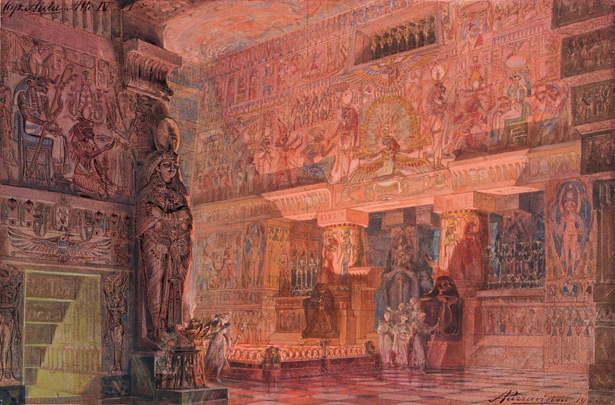 Scenografi til Opera Aida af Giuseppe Verdi, 1923. af Angelo Parravicini