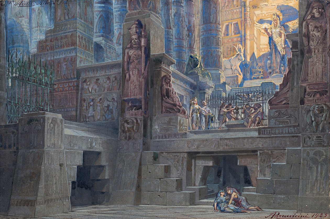 Scenografi til Opera Aida af Giuseppe Verdi, 1923. af Angelo Parravicini