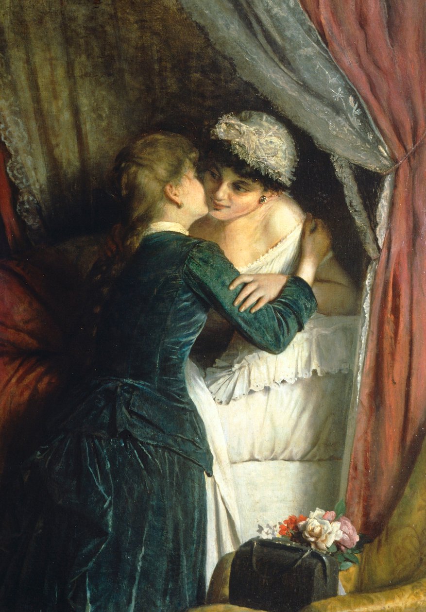 Navnedag af Angelo Romagnoli (1840-efter 1897), olie på lærred af Angelo Romagnoli