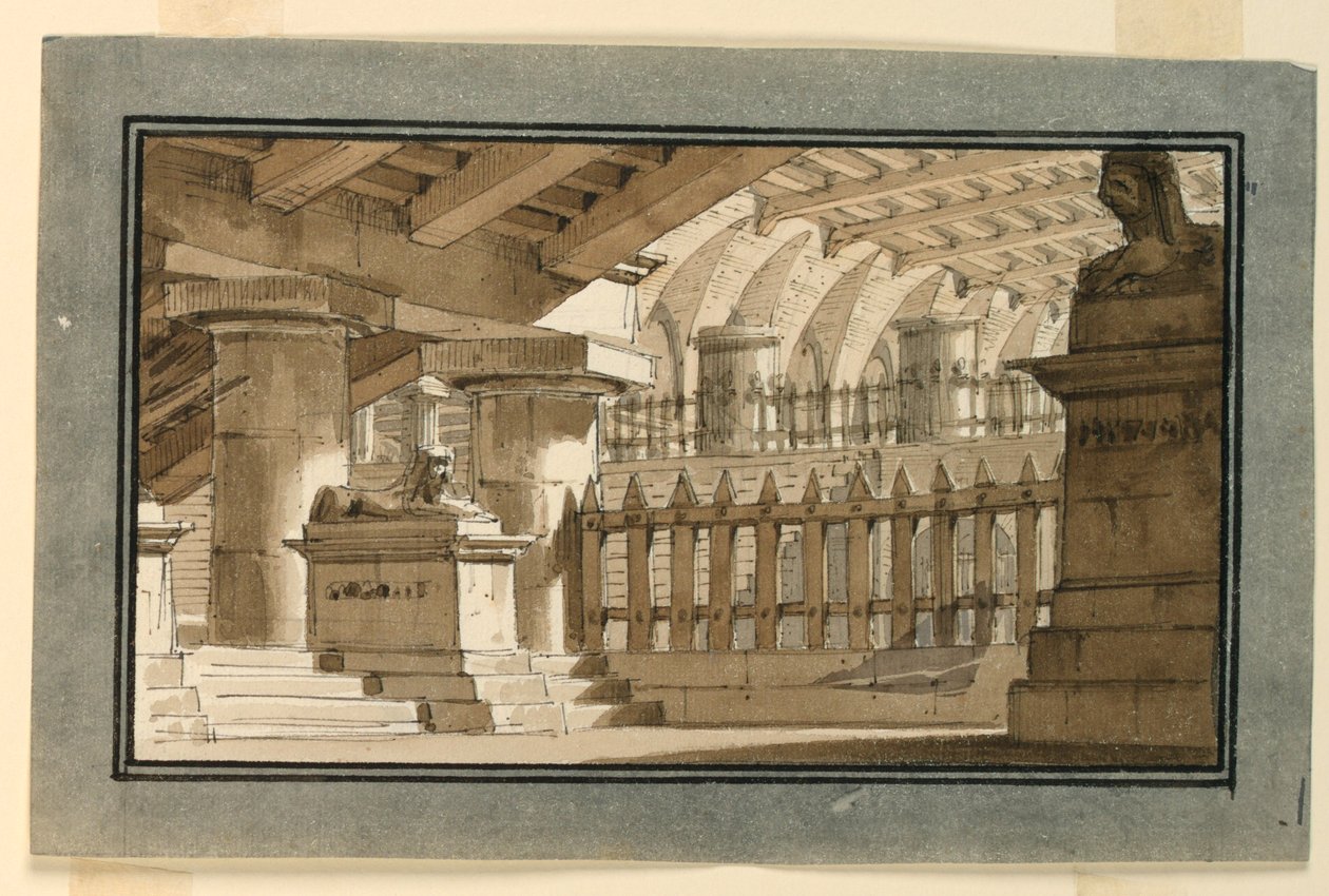 Scenedesign, egyptisk fængsel af Angelo Toselli
