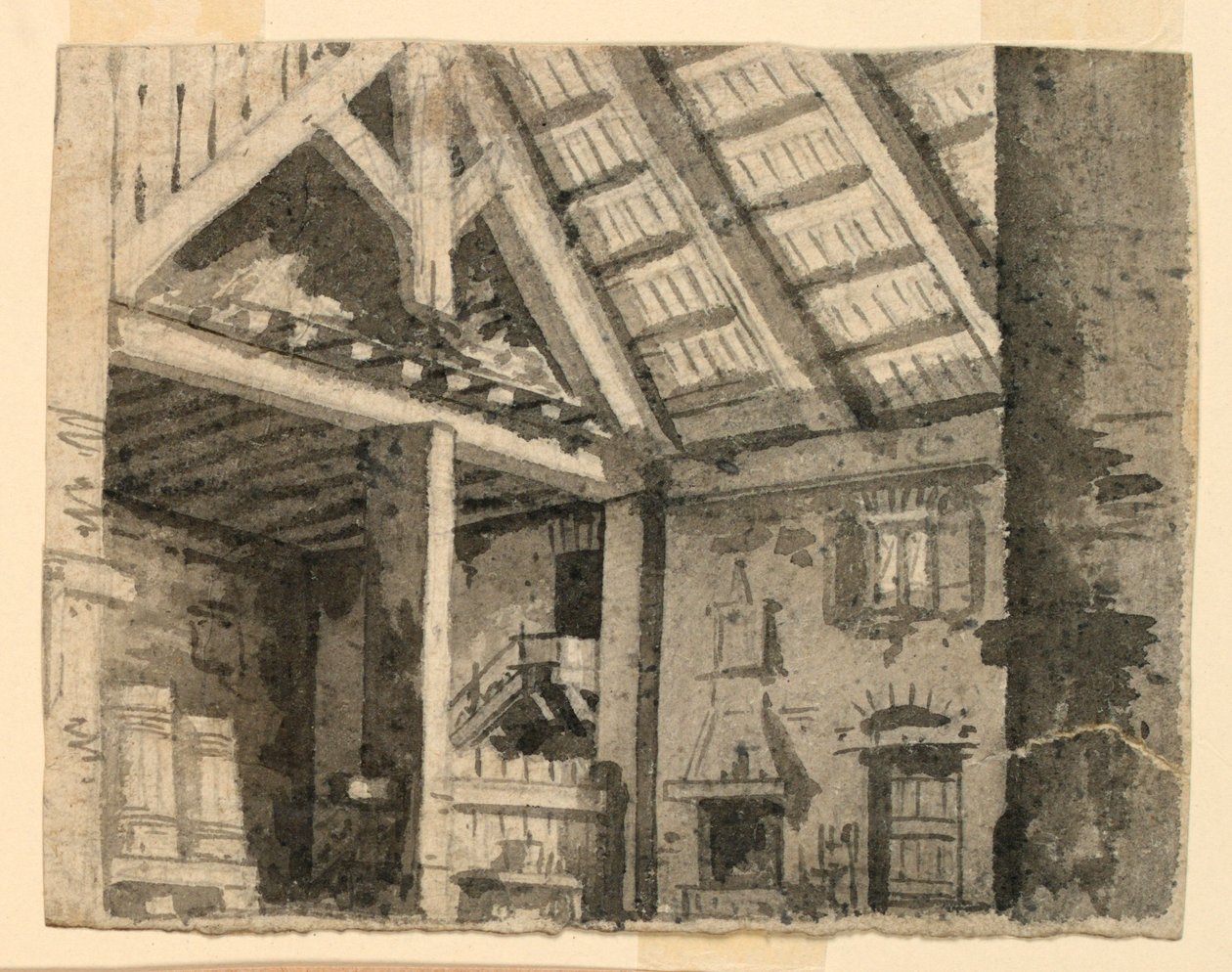 Scenedesign, interiør i et landligt logi af Angelo Toselli
