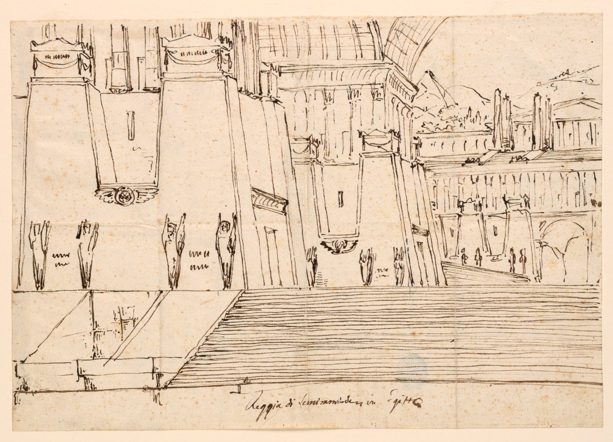 Scenedesign til Semiramide af Gioachino Rossini af Angelo Toselli