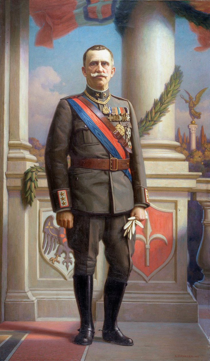 Portræt af kongen af ​​Italien Vittorio Emanuele III (1869-1947) Maleri af Angelo Vernazza (1869-1937) 1923 Dim 220x130 cm Gener, Gallery of Modern Art, inv 0588 af Angelo Vernazza