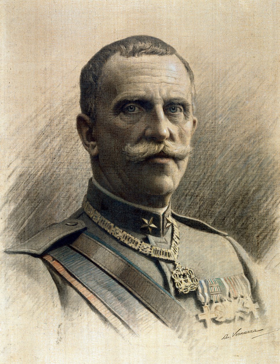 Portræt af Victor Emmanuel III (1869-1947) Tegning af Angelo Vernazza (1869-1937) Dim. 97x70 cm Genes Nervi, Gallery of Modern Art, inv. 0597 af Angelo Vernazza