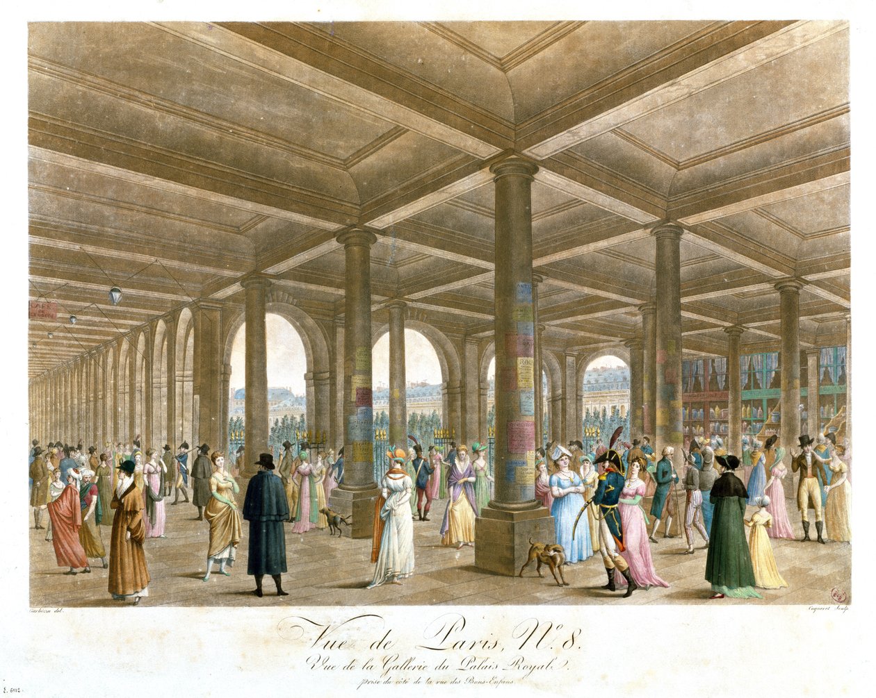 Arkade af Palais Royal, indgraveret af Coquerel af Angelo after Garbizza