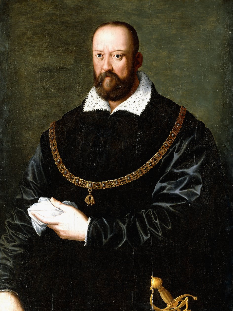 Portræt af Cosimo de Medici I, halvlangt, iført Det Gyldne Skindordenen af Angelo di Cosimo Allori