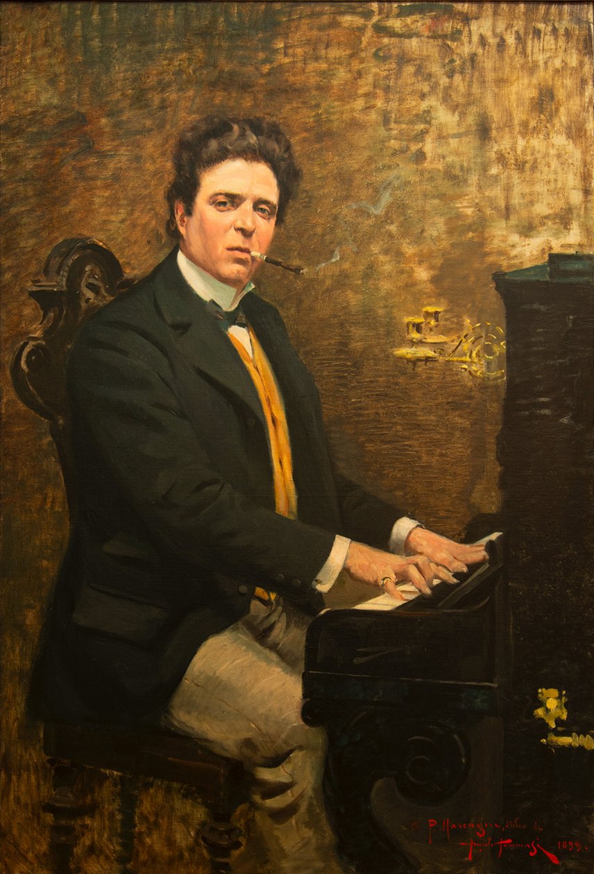 Portræt af komponisten Pietro Mascagni 1863-1945, 1899. af Angiolo Tommasi