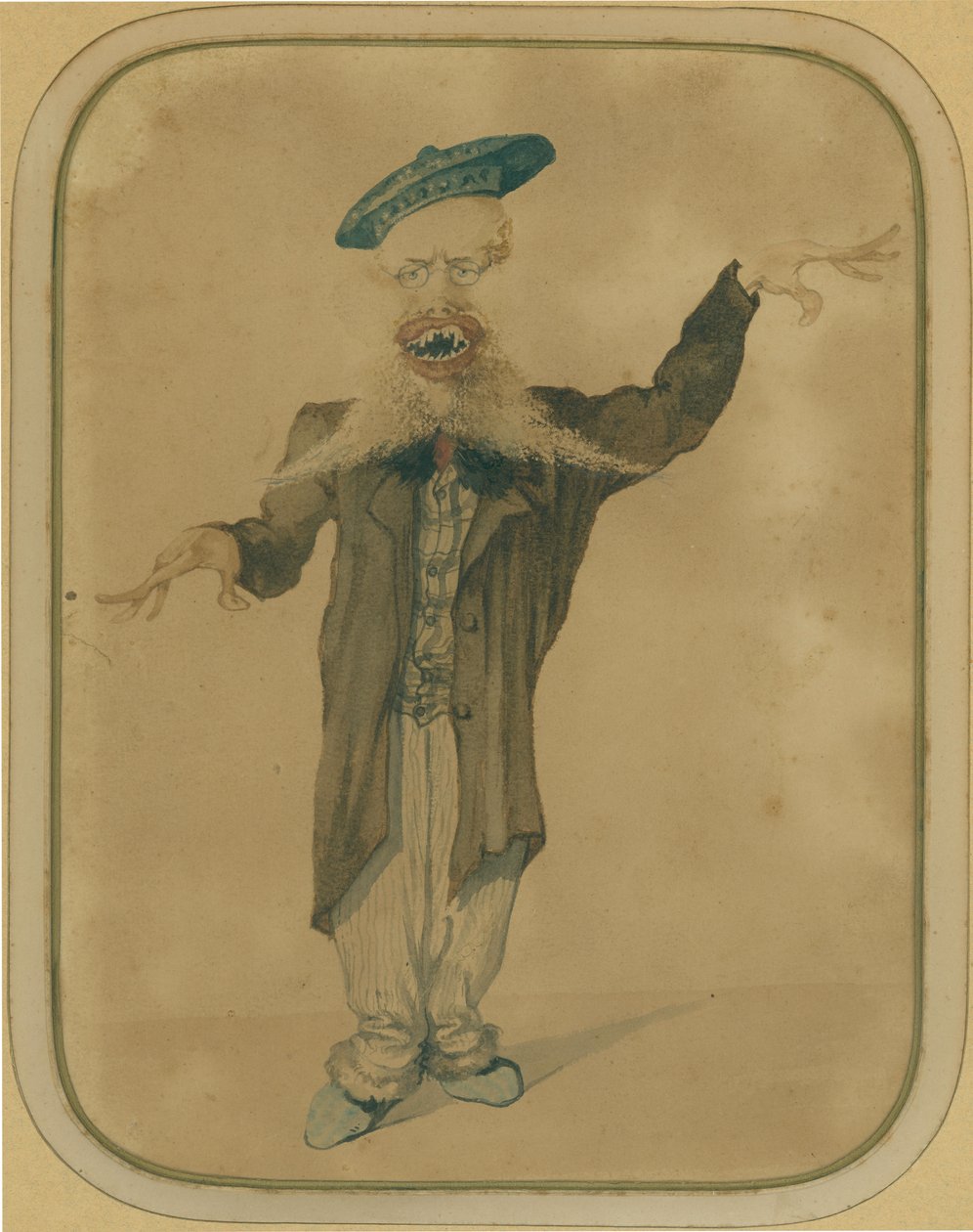 Karikatur af Telemaco Signorini på vej hjem fra Paris, ca. 1884 (tempera på karton) af Angiolo Tricca