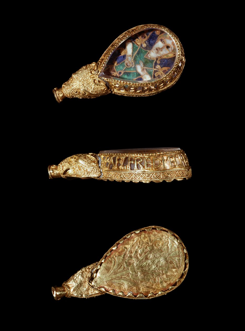 Alfred Jewel (guld, bjergkrystal og emalje) af Anglo Saxon