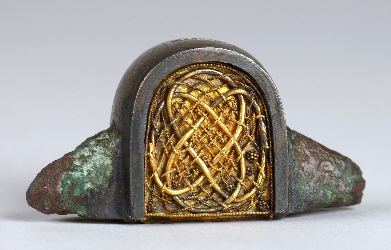 Sen saksisk ring, sandsynligvis fra omkring det 7. århundrede guld detalje af 115707 af Anglo Saxon