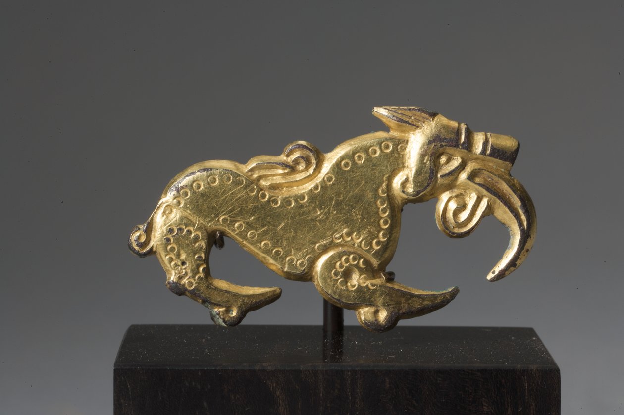 Zoomorfisk bæltetilpasning (forgyldt bronze) af Anglo Saxon