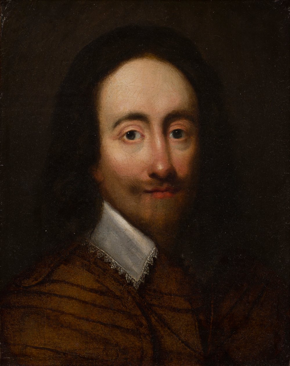 Portræt af kong Charles I (olie på forgyldt læder) af Anglo Flemish School