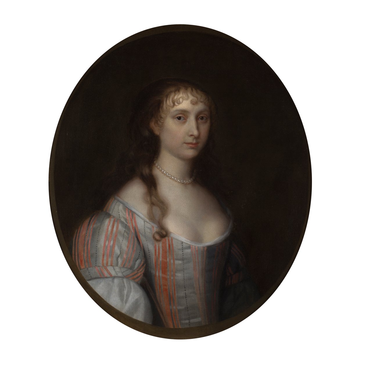 Portræt af en ung dame (olie på lærred) af Anglo Flemish School