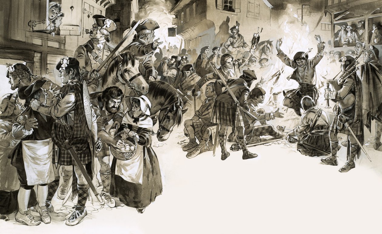 Charles Edward Stuart, den unge prætendent, invaderer England i 1745. af Angus McBride