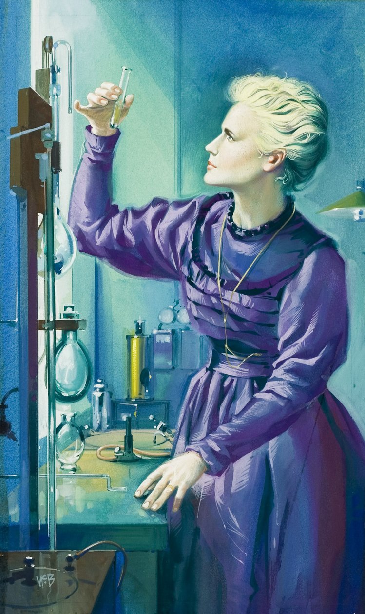 Madame Curie (1867-1934) (gouache på papir) af Angus McBride