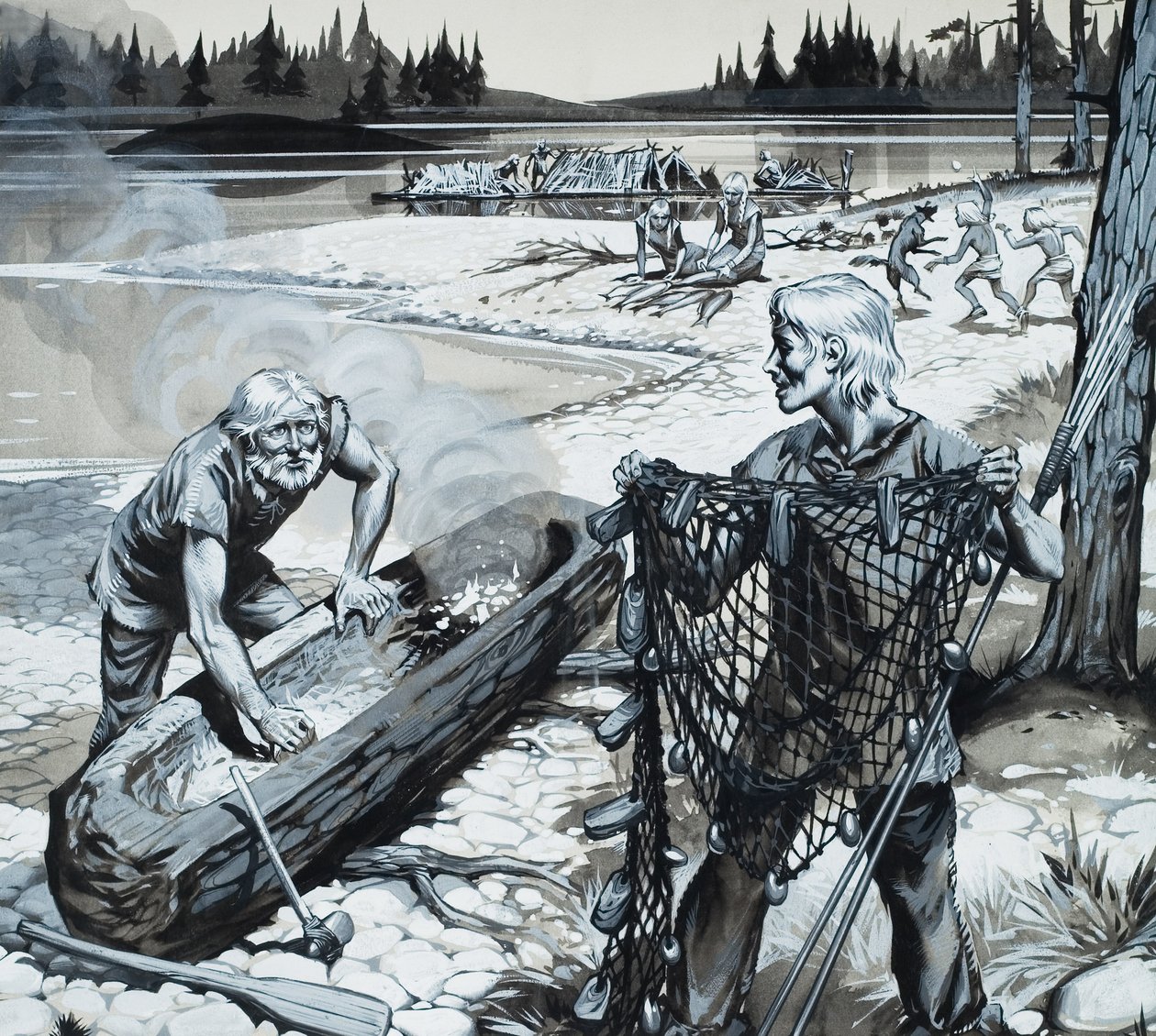 The Forest People of Scandinavia (gouache på papir) af Angus McBride