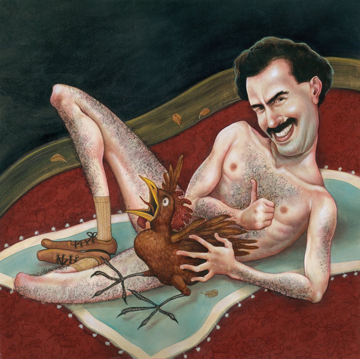 Borat, 2006 (akryl på illustrationsplade) af Anita Kunz